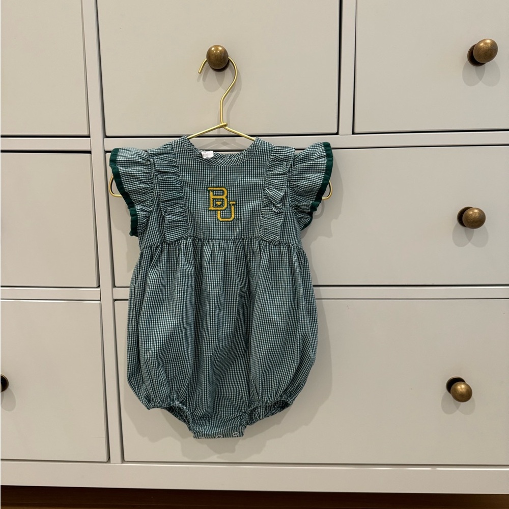 Baylor Baby Romper Green Checkered